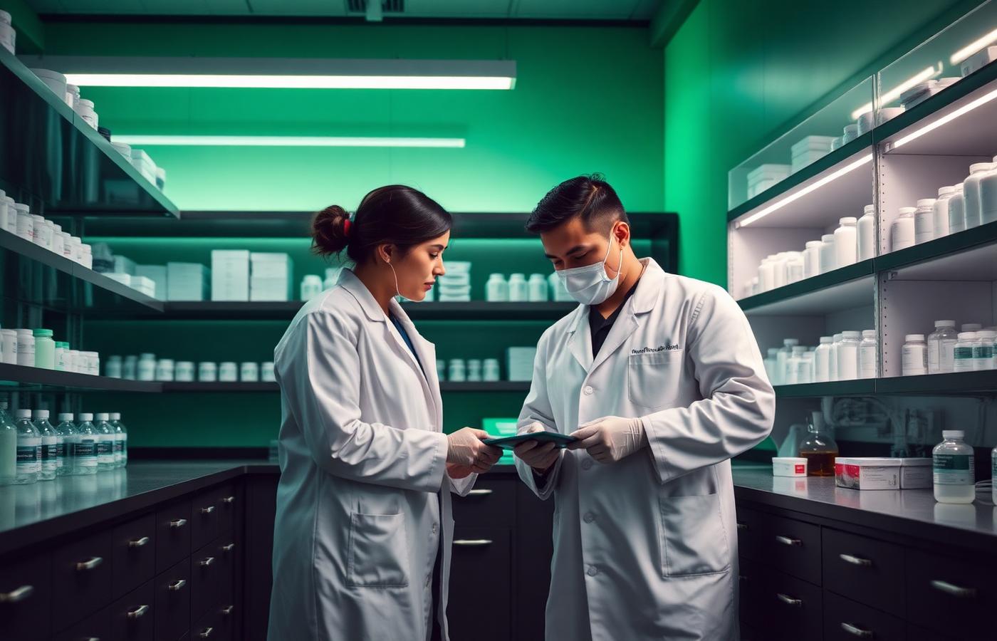 Equipe farmacêutica do INOVA BOTICA em laboratório de manipulação